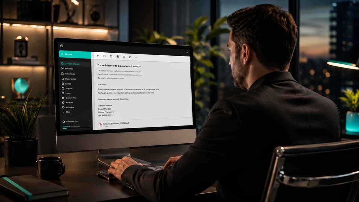Homem verificando as newsletter em vendas entre empresas da Gaud